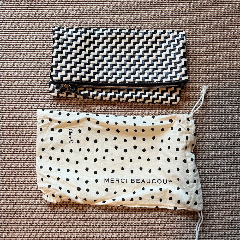 NWOT Clare V woven Foldover Clutch with Tabs